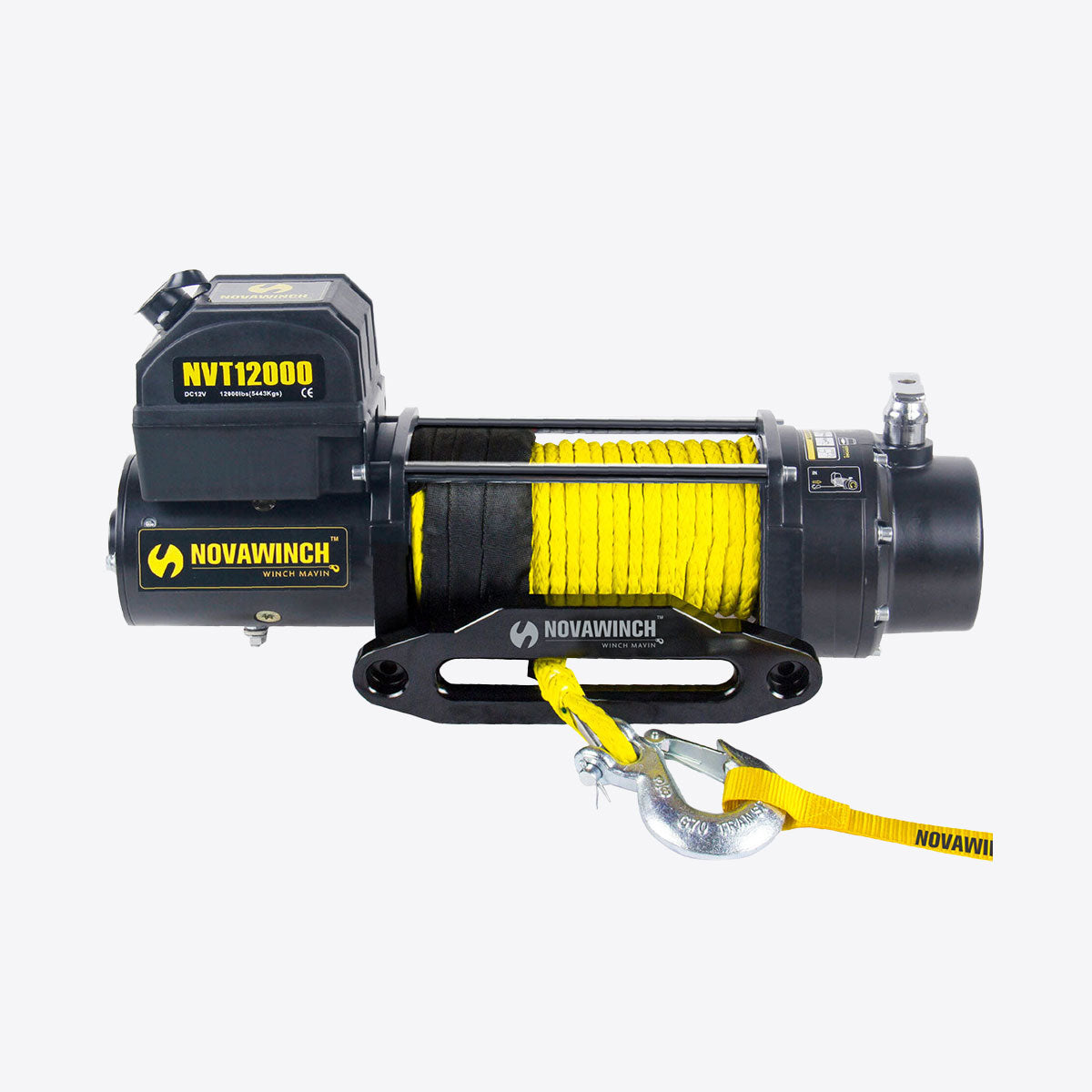 12V 12000lb Middle Frame Electric Winch with Synthetic Rope & Remote - NVT12000