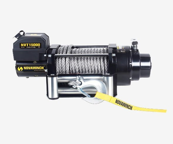 15,000lb/6,810kg 12V Large Frame Electric Winch With Synthetic Rope & Wired Remote Control