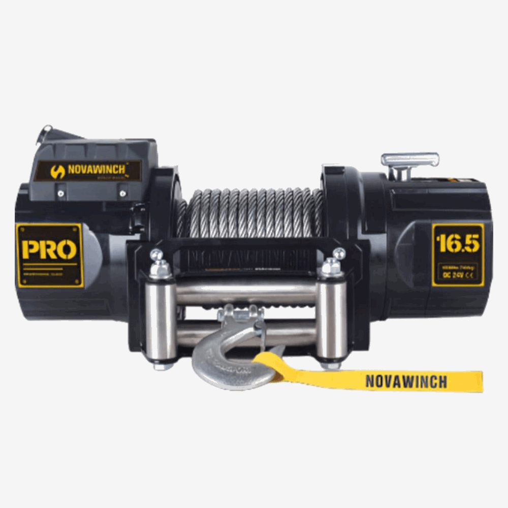 24V 16500lb Electric Winch with Synthetic Rope & Wired Remote - PRO16500