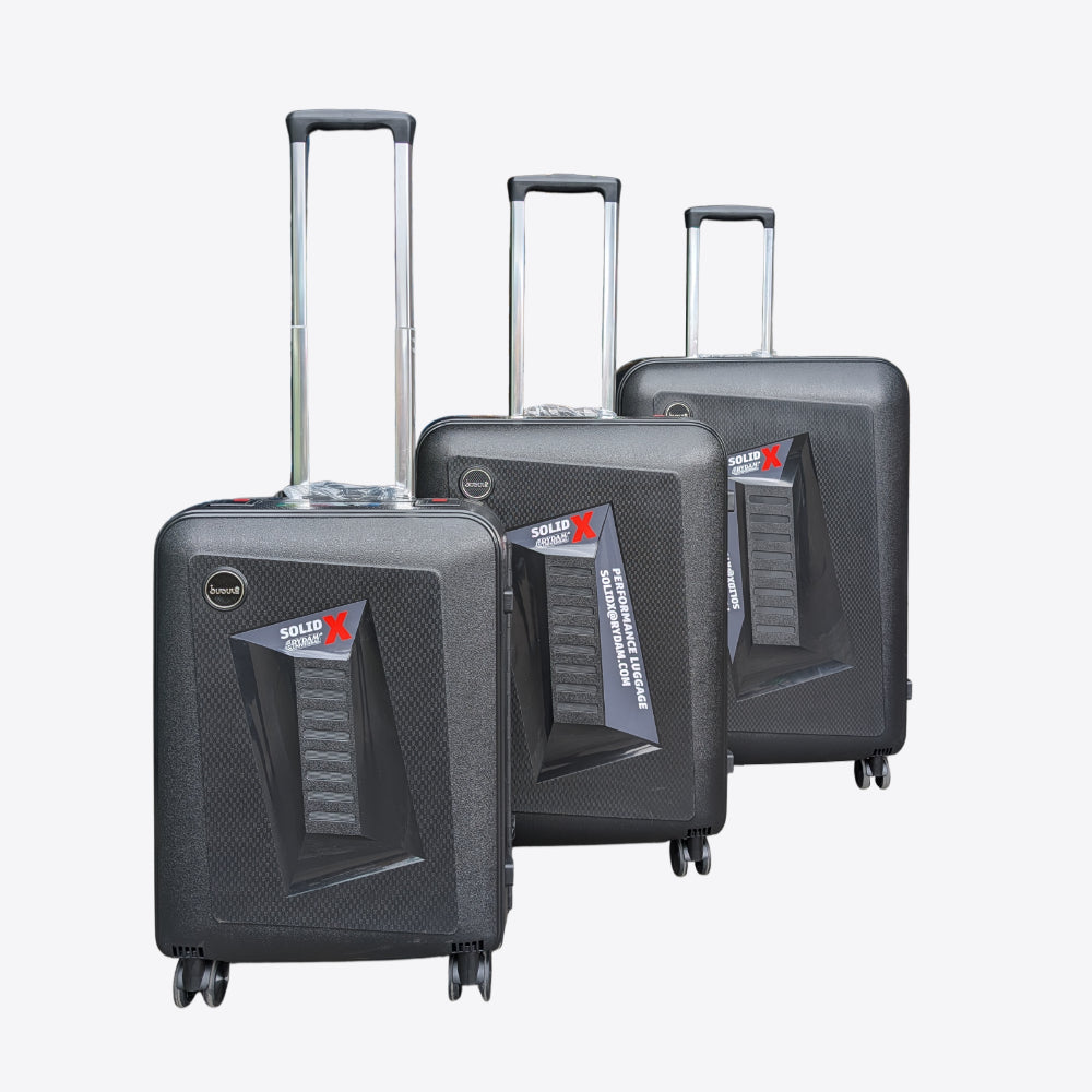 3 Piece Hard Shell Luggage Suitcase Set in Black