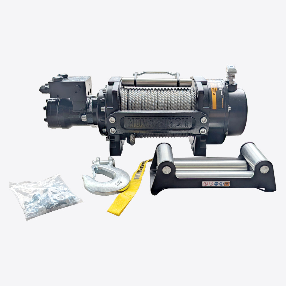 10000lb EN Rated Hydraulic Recovery Winch with Wire Rope - HEN10000