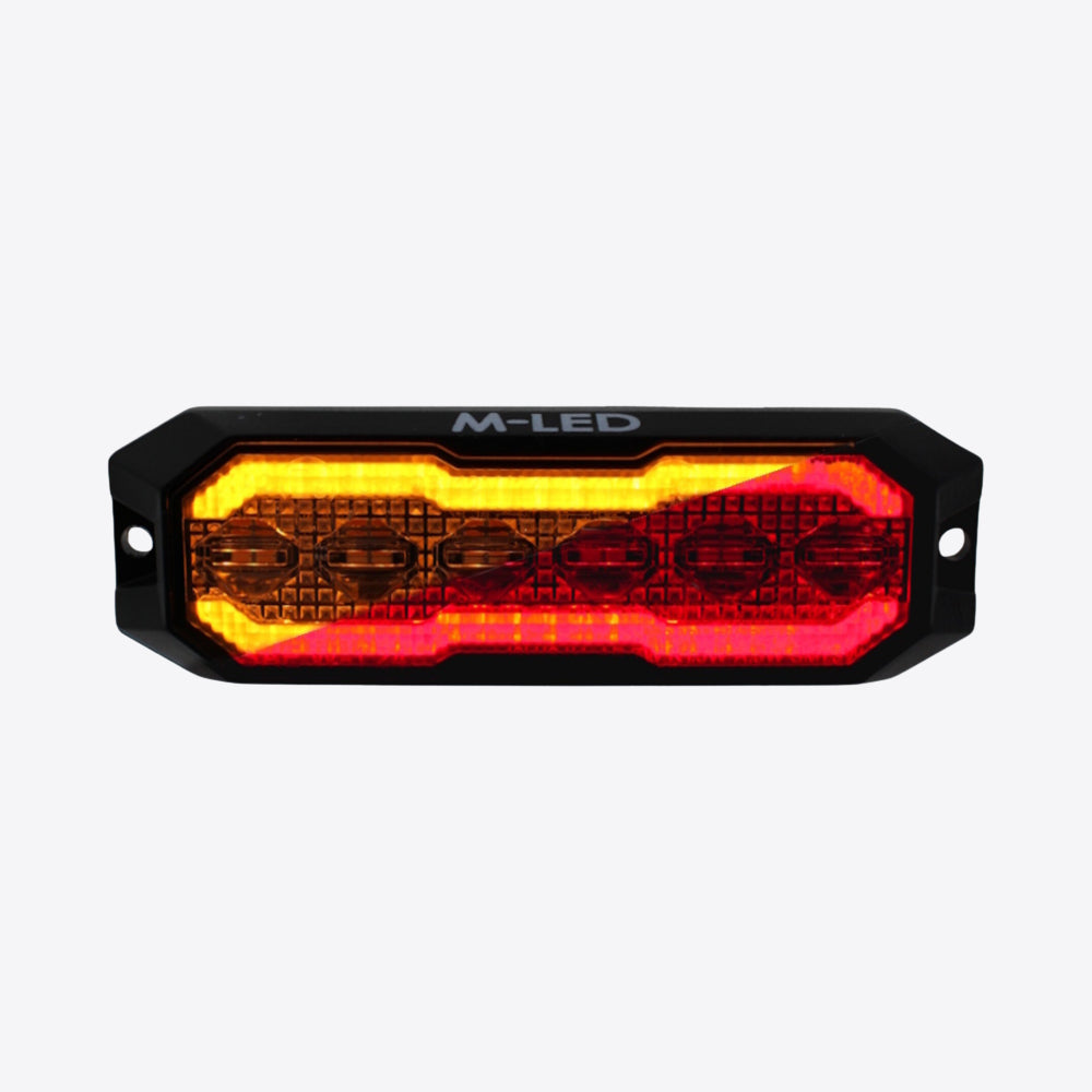 M-LED Amber Flasher with Amber/Red Halo Ring & Smoke Lens