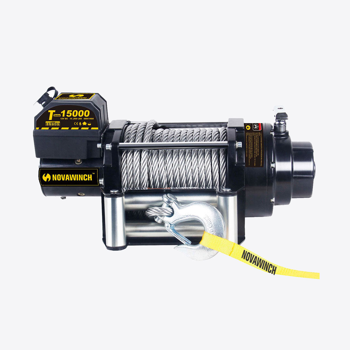 24V 15000lb Large Frame Electric Winch with Wire Rope & Remote - NVT15000