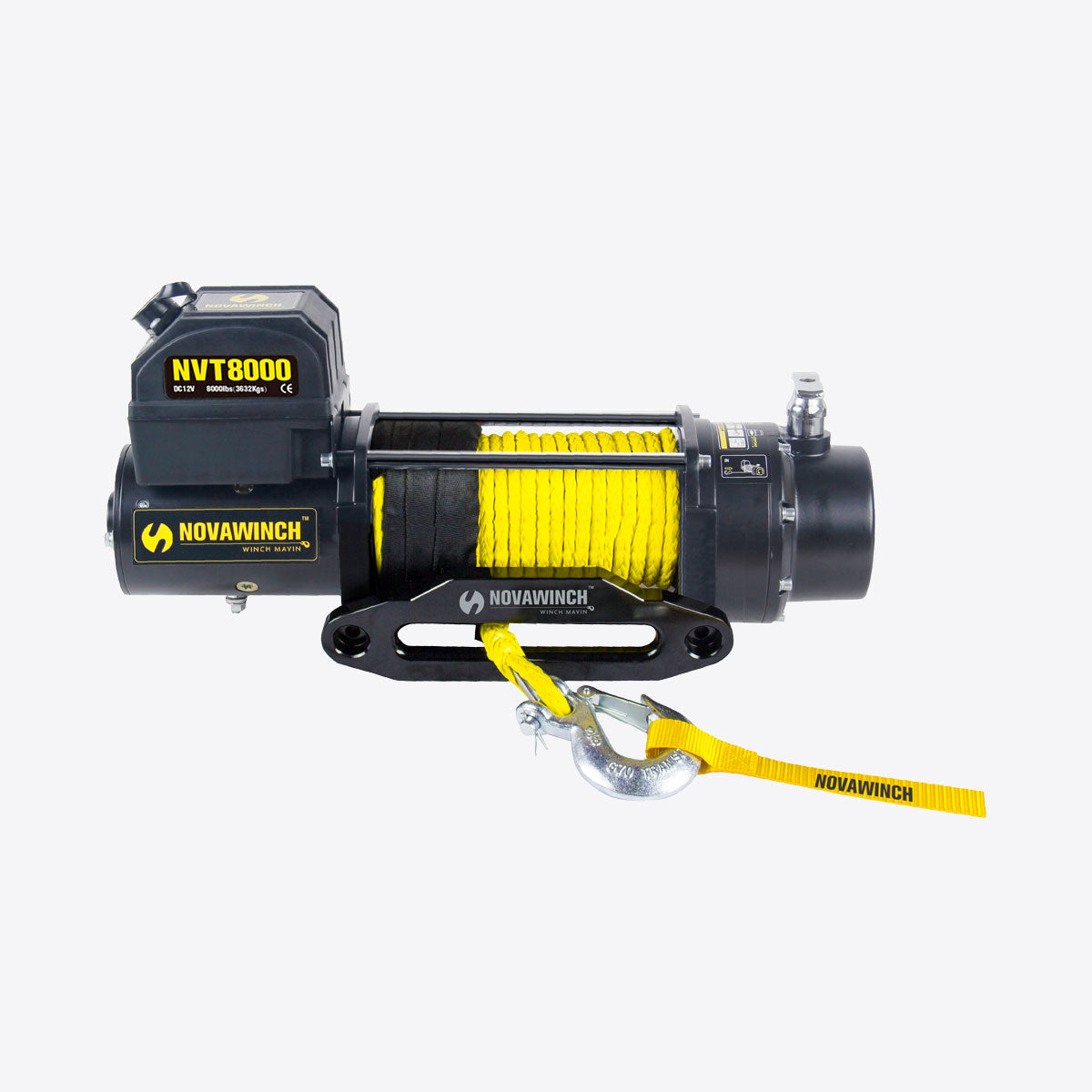 12V 8000lb Middle Frame Electric Winch with Synthetic Rope & Remote - NVT8000
