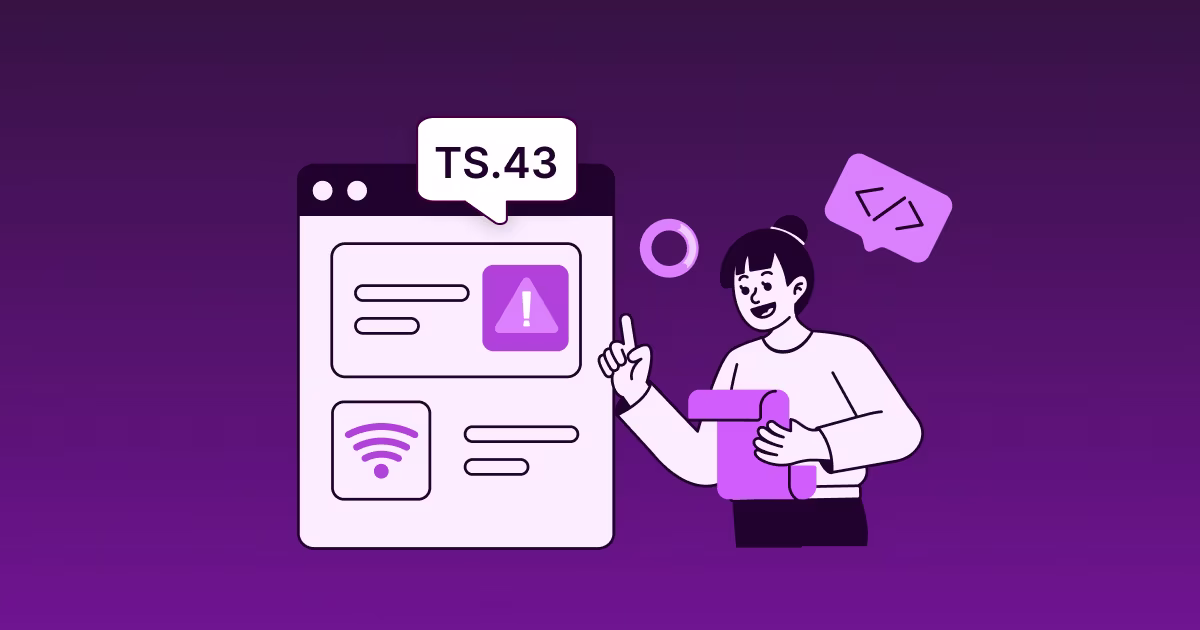 Illustration of a telecom professional presenting a TS.43 interface on a screen, representing an Entitlement Server deployment guide and checklist for carriers and OEMs — U2opia Mobile blog.