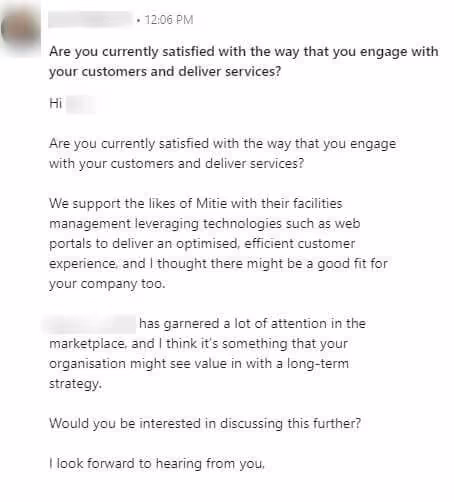 Example of LinkedIn Sponored Message Ads