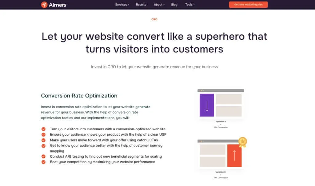Aimers Website - CRO Services
