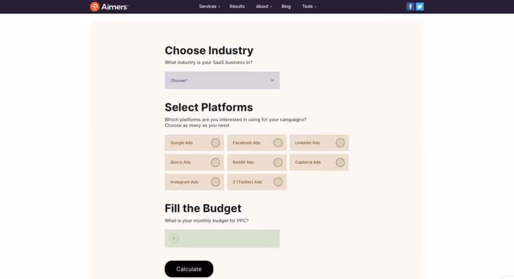 Tool To Make Your SaaS Ad Campaigns More Profitable - Aimers Ad Performance Calculator for SaaS