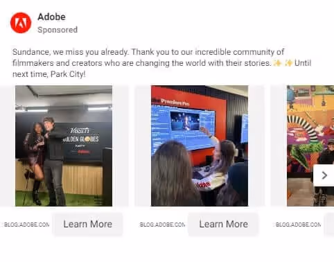 Facebook Ad Example - Adobe