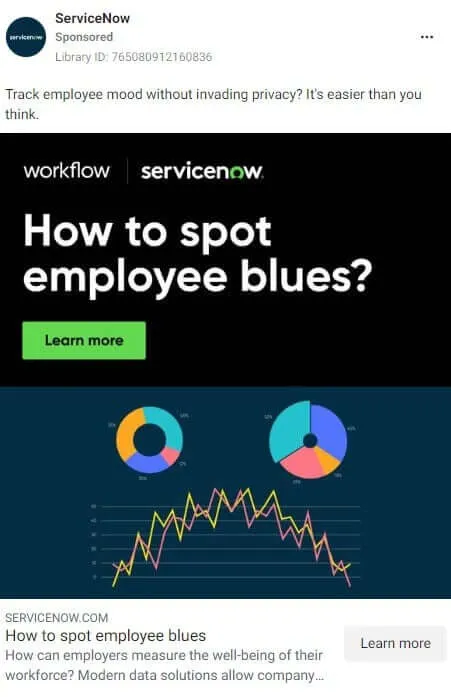 Facebook Ad Example - ServiceNow