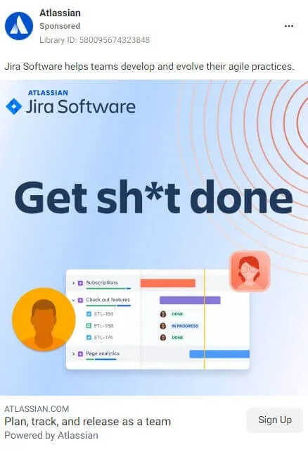 Facebook Ad Example - Atlassian