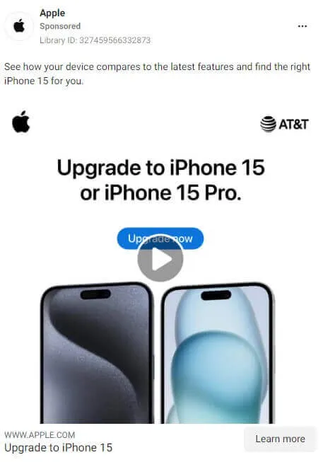 Facebook Ad Example - Apple