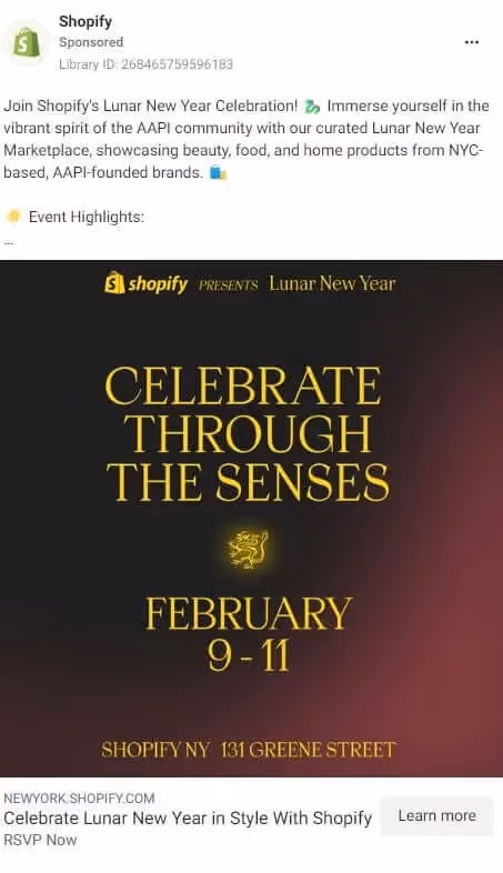 Facebook Ad Example - Shopify