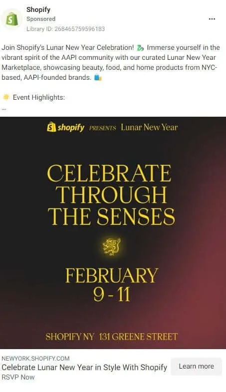 Facebook Ad Example - Shopify