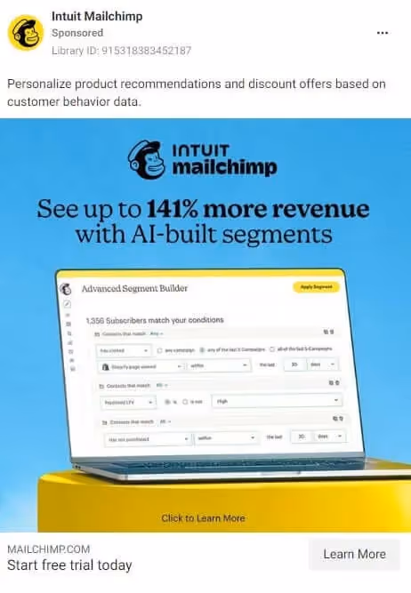 Facebook Ad Example - Mailchimp