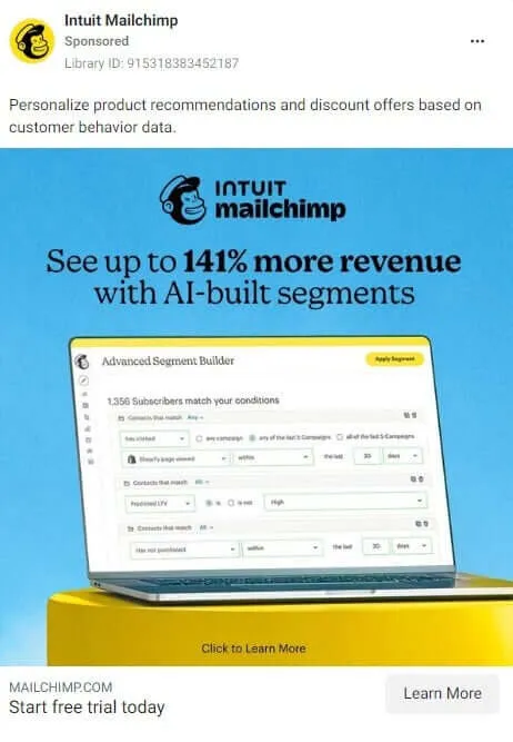 Facebook Ad Example - Mailchimp
