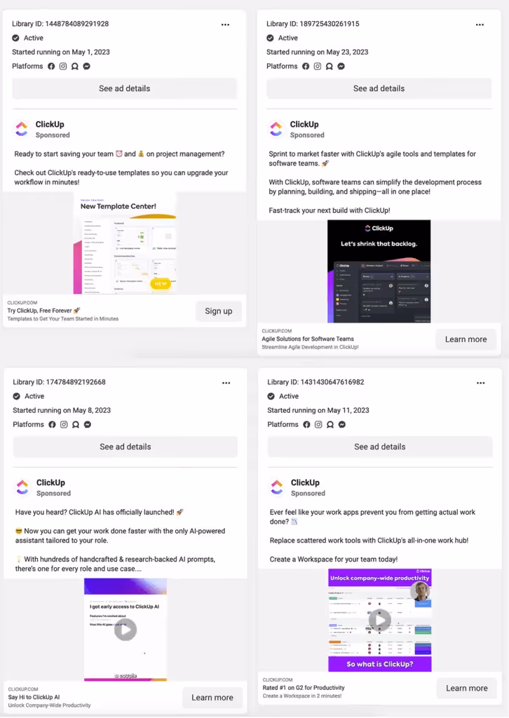 Example of Instagram Ad campaigns
