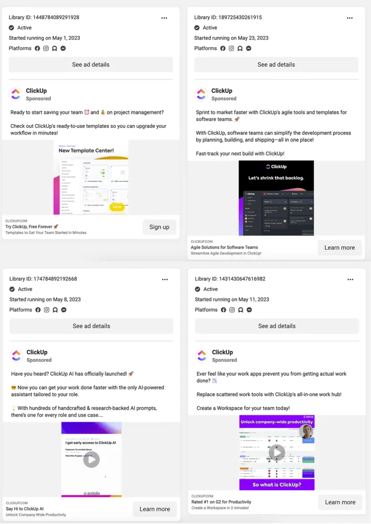Example of Instagram Ad campaigns