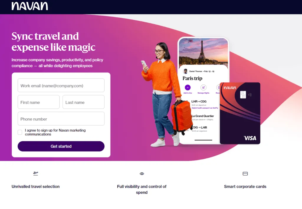 Good landing page example - Navan