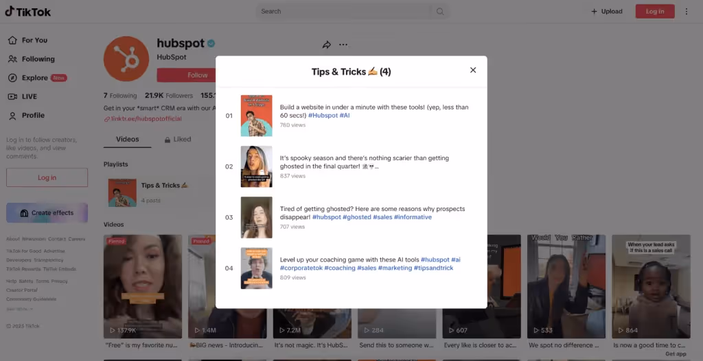 HubSpot's Tips & Tricks section