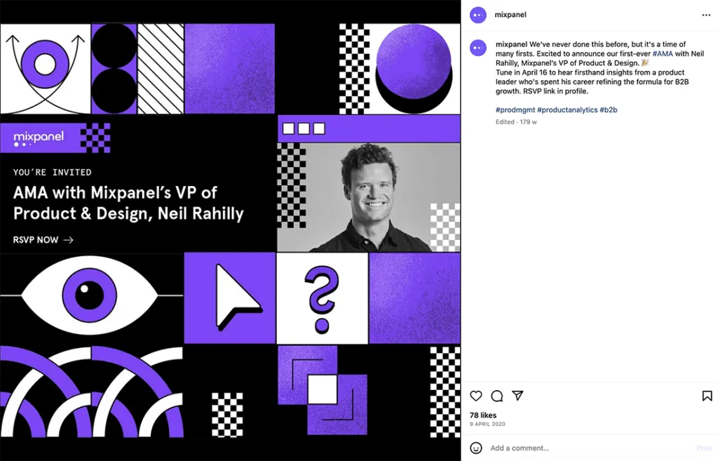 Mixpanel Instagram page