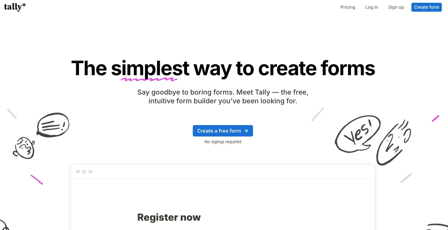 Tally 8 Free Marketing Tools for SaaS & Tech Startups Aimers 