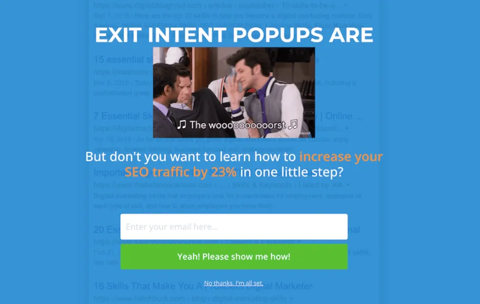 Exit popup example What Is Conversion Rate Optimization? The Ultimate Guide to CRO