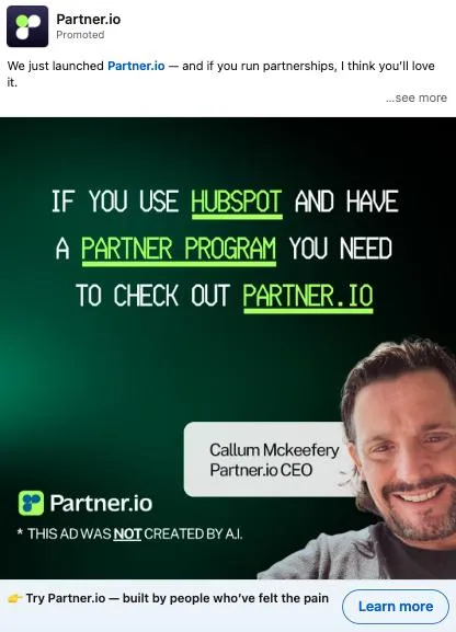 Partner.io LinkedIn Ad Best LinkedIn Ads Examples (Single Image, Carousel, Video, and More)