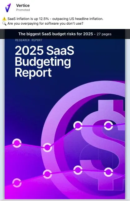 Vertice LinkedIn Ad Best LinkedIn Ads Examples (Single Image, Carousel, Video, and More)