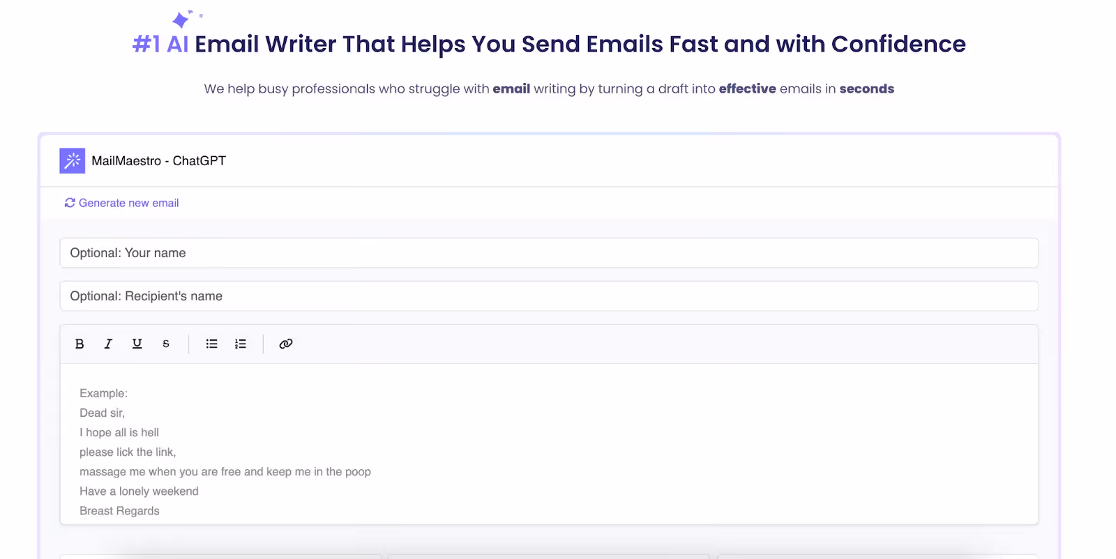Mailmaestro Writes Full Emails from Short Prompts