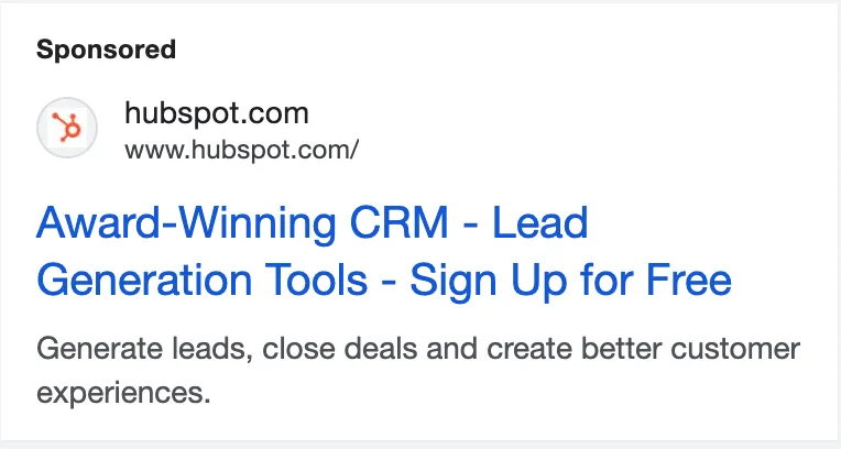 HubSpot ad example