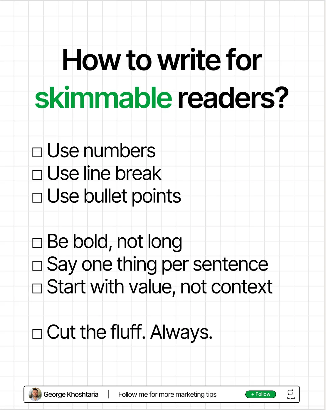 Infographic: How to write for skimmable readers?