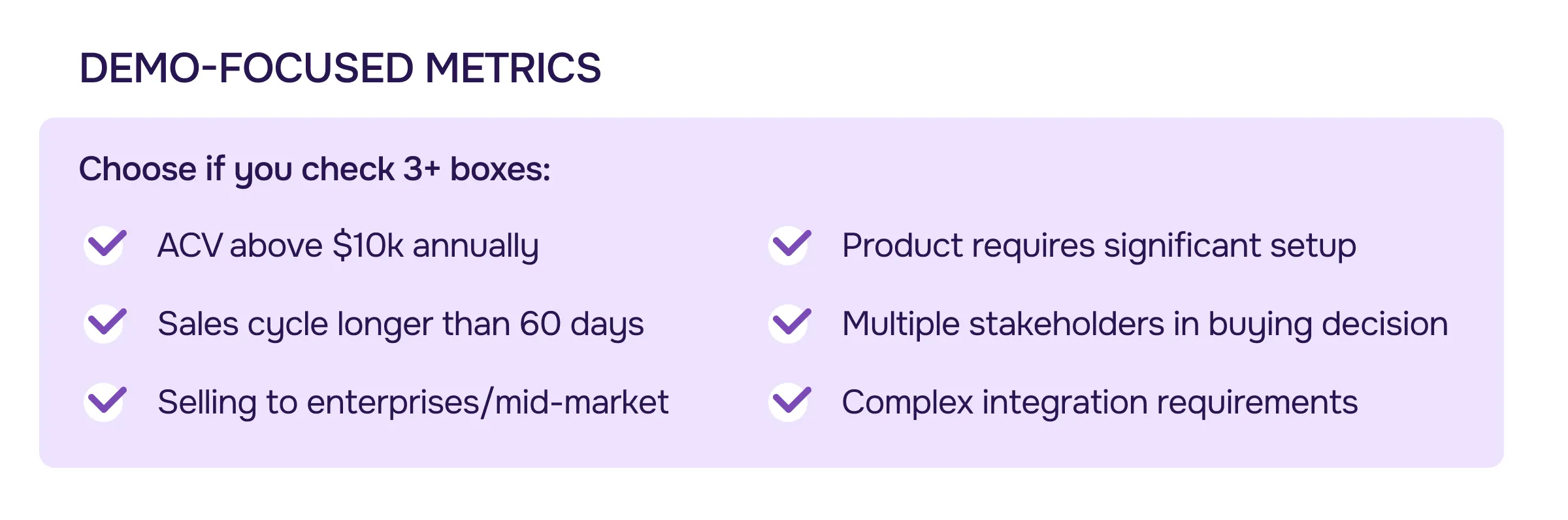 Demo-focused Metrics