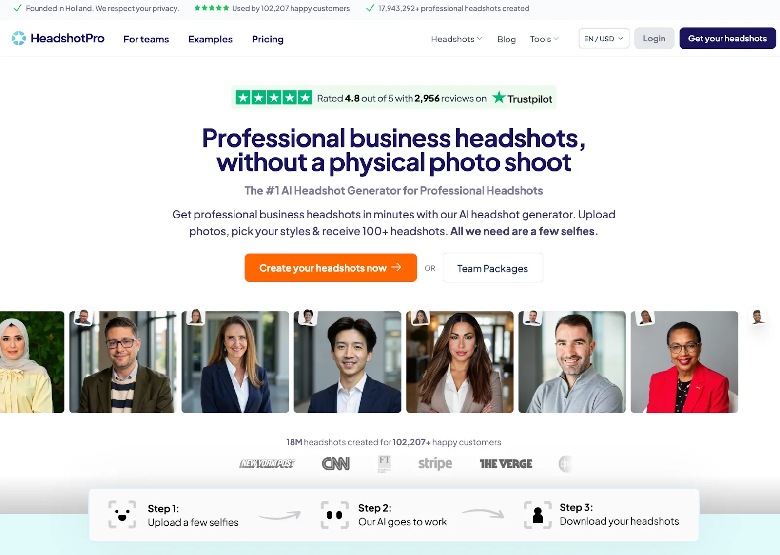 HeadshotPro website screenshot