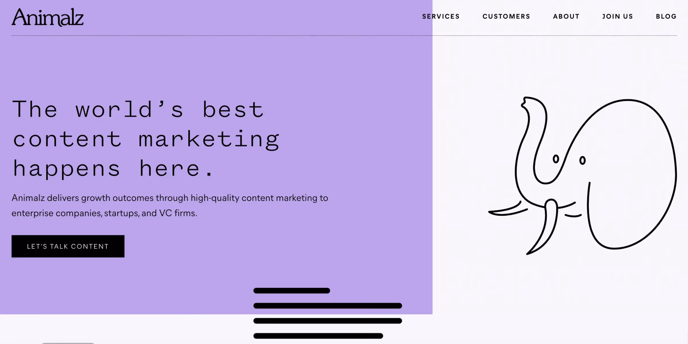 Website screenshot: Animalz