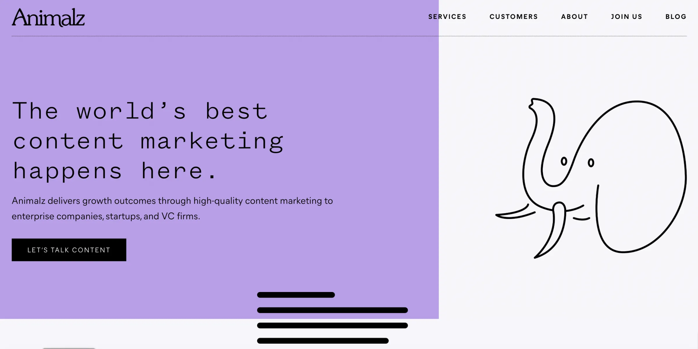 Website screenshot: Animalz