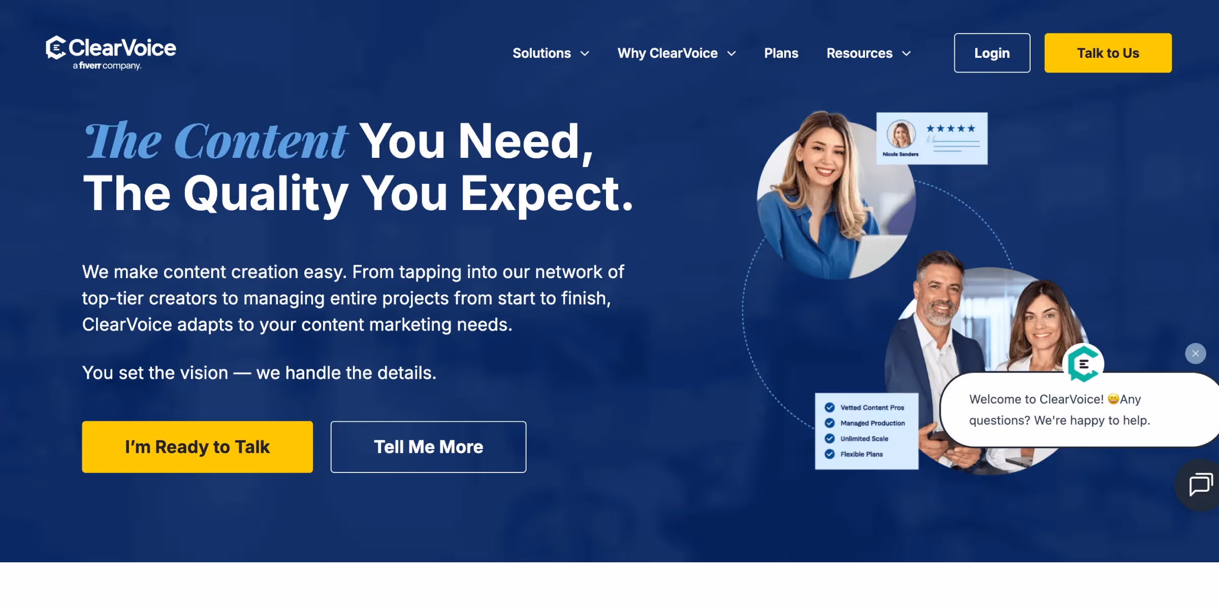Website screenshot: Clear Voice