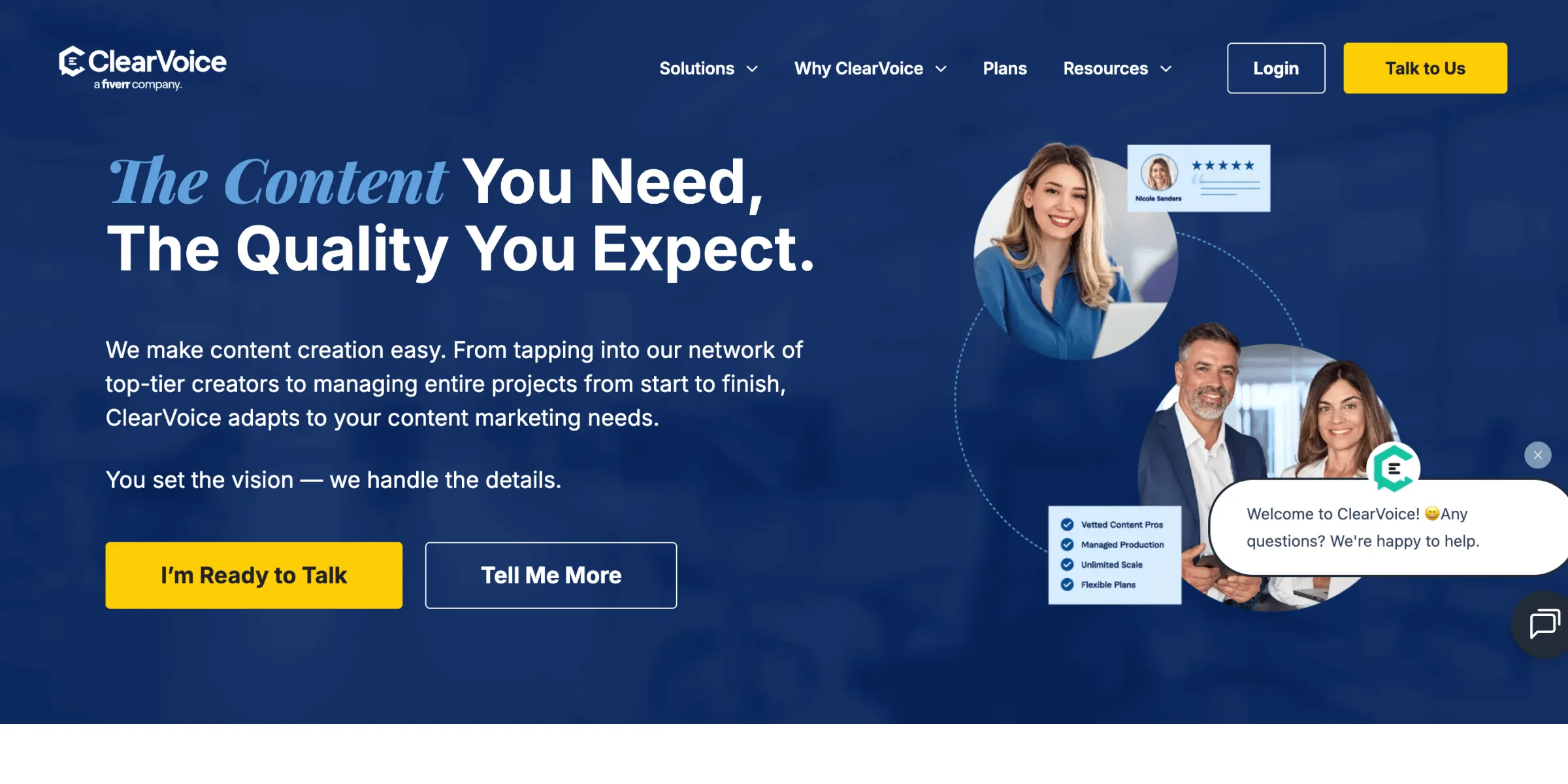 Website screenshot: Clear Voice