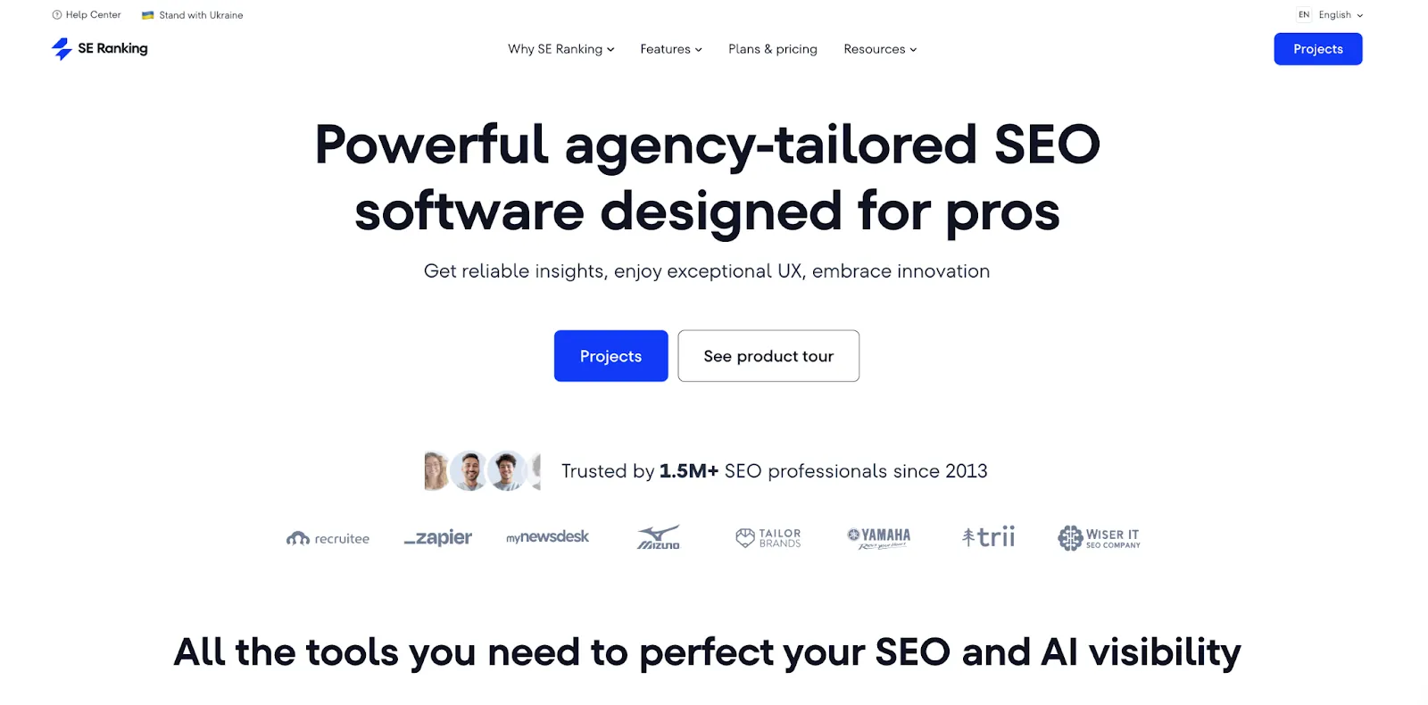 SE Ranking website's screenshot