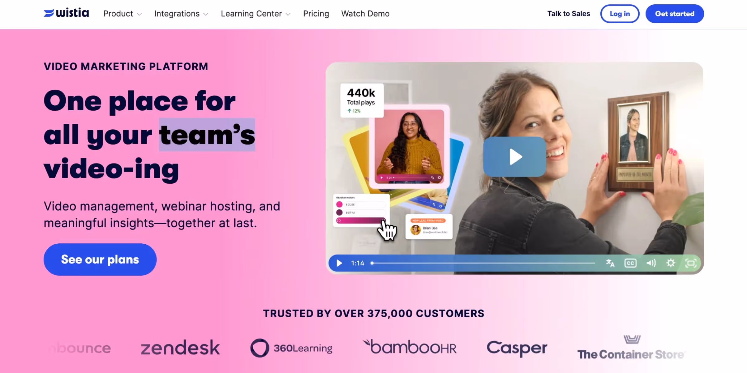 WIstia homepage