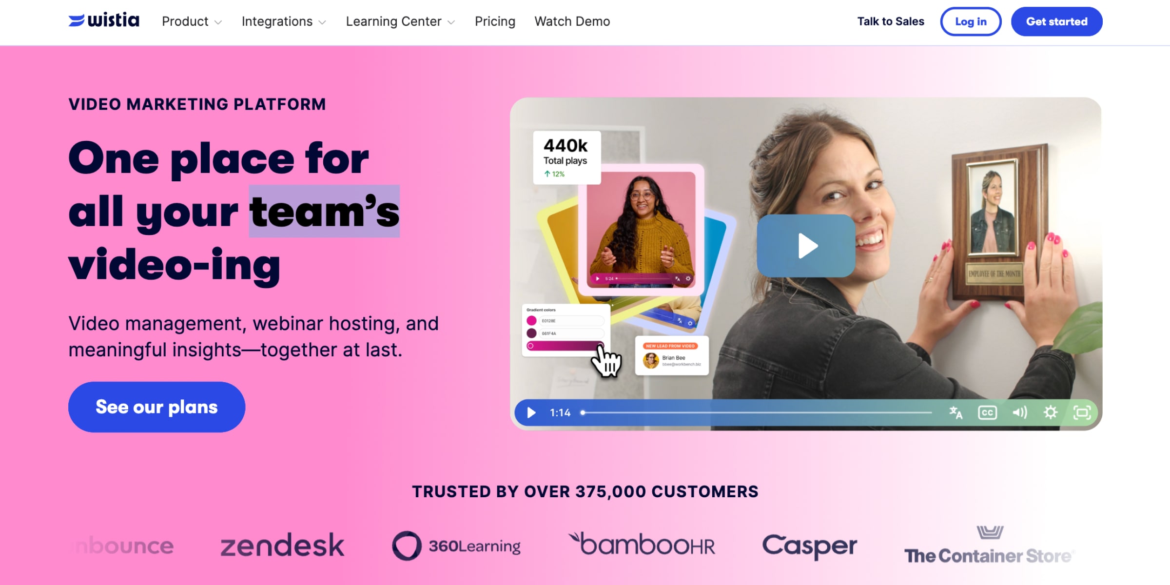 WIstia homepage