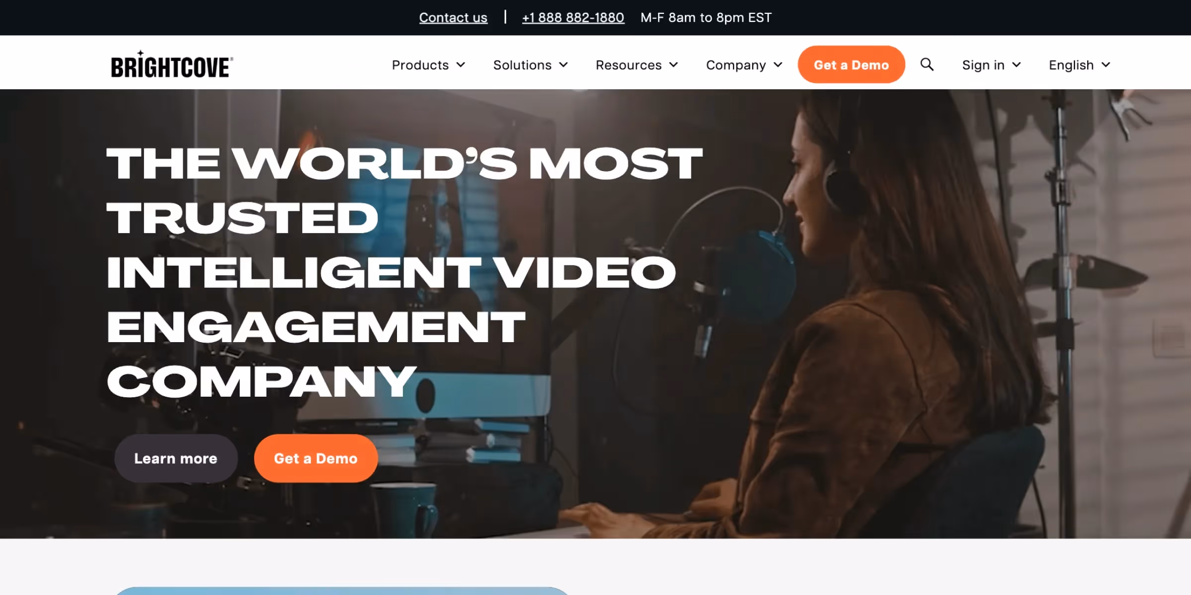 Brightcove homepage