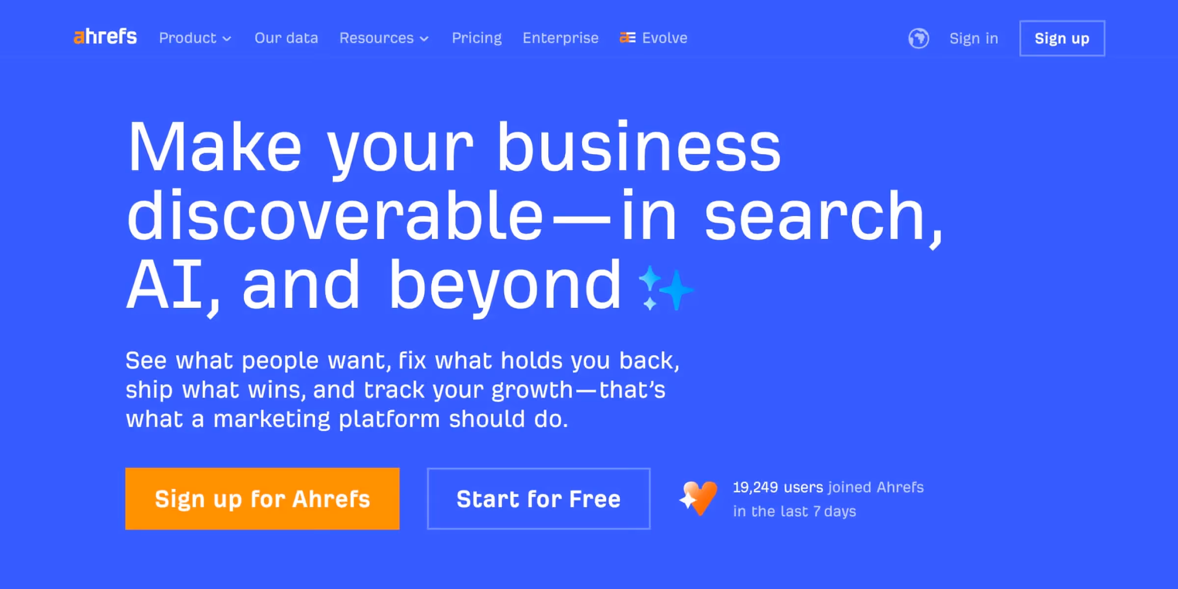 Ahrefs homepage
