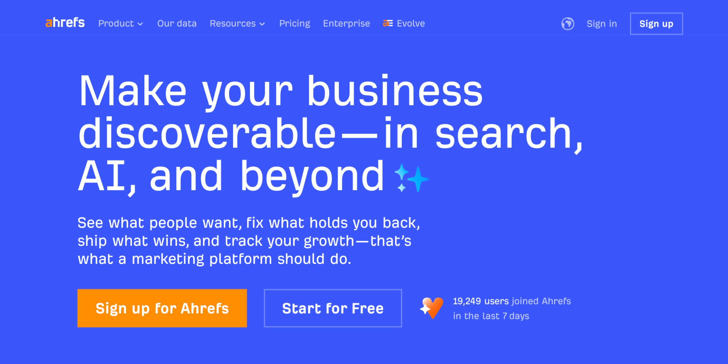 Ahrefs homepage