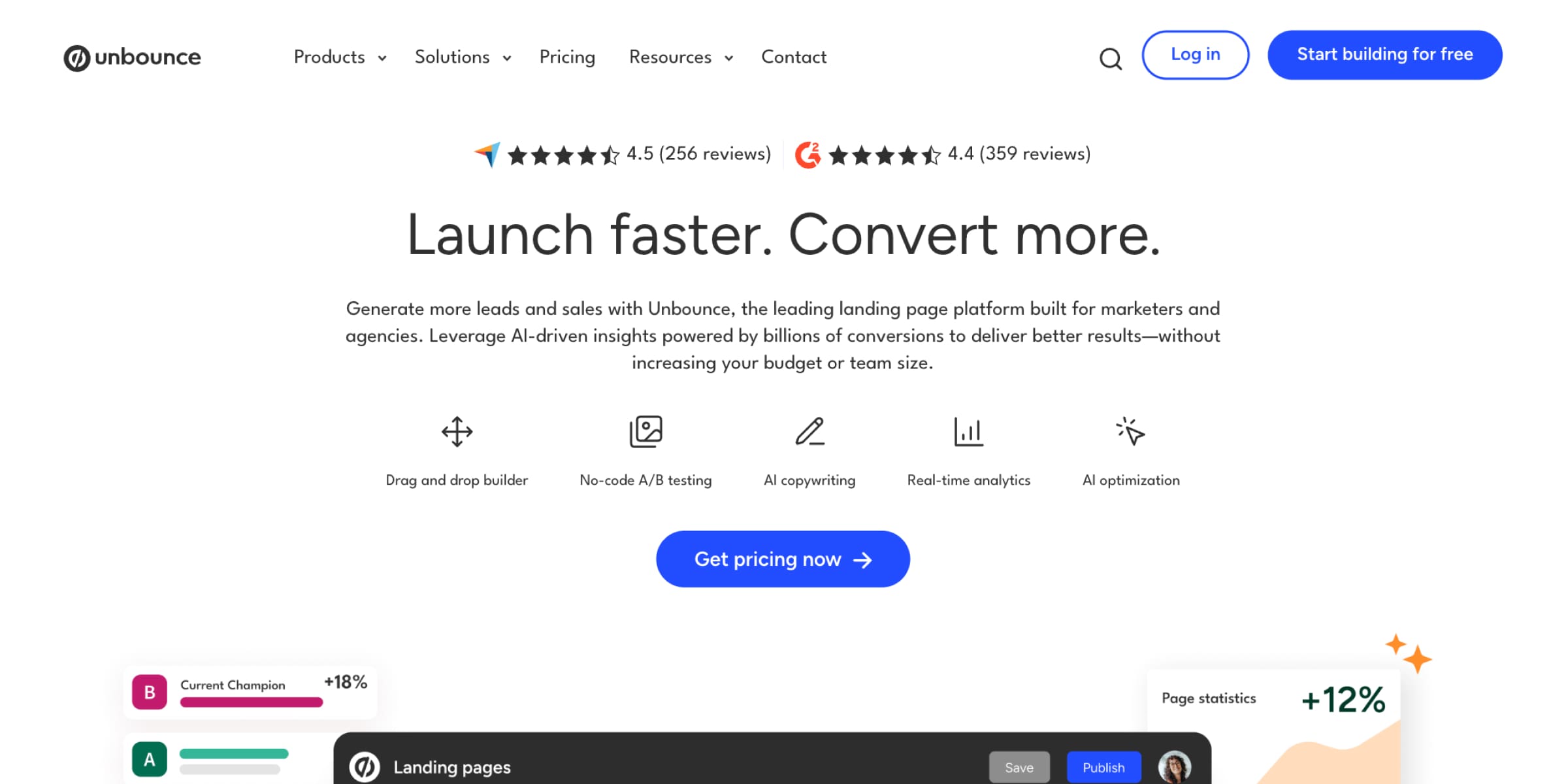 Unbounce homepage