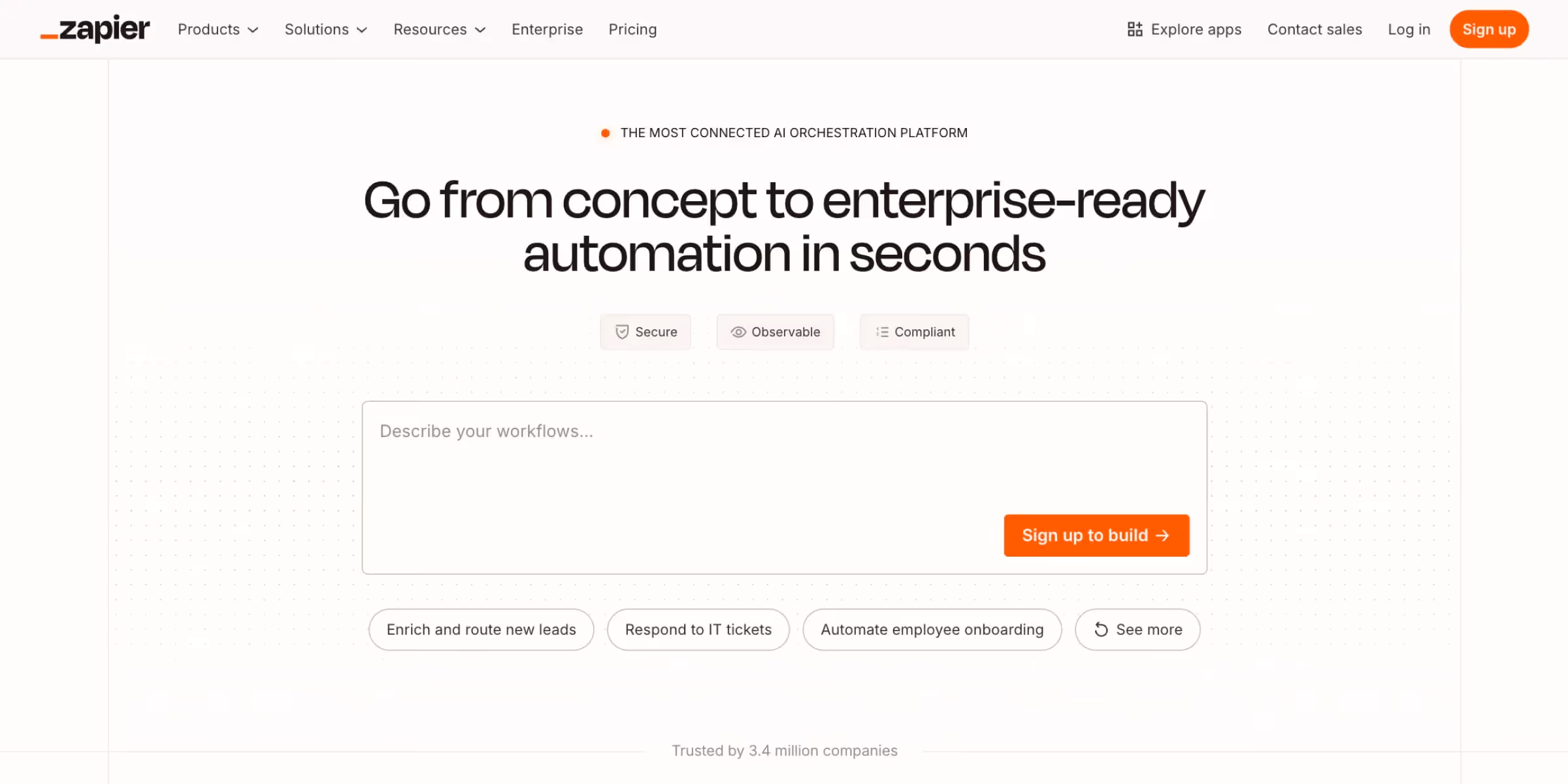 Zapier homepage