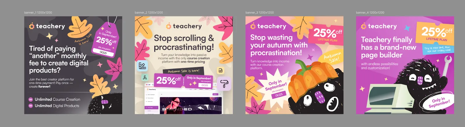 Ad examples for Teachery: Remarketing with Discount Coupons