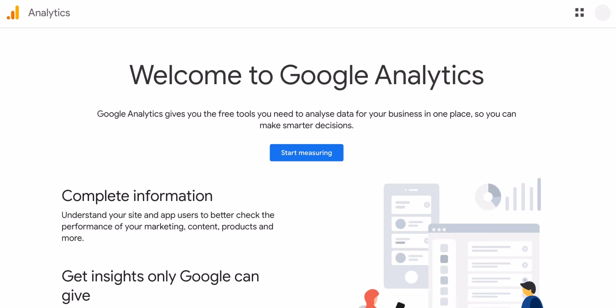 GA4 homepage
