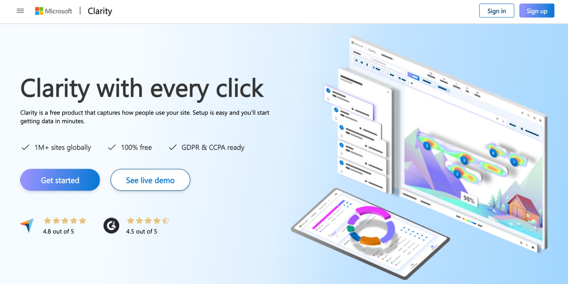 Microsoft Clarity homepage