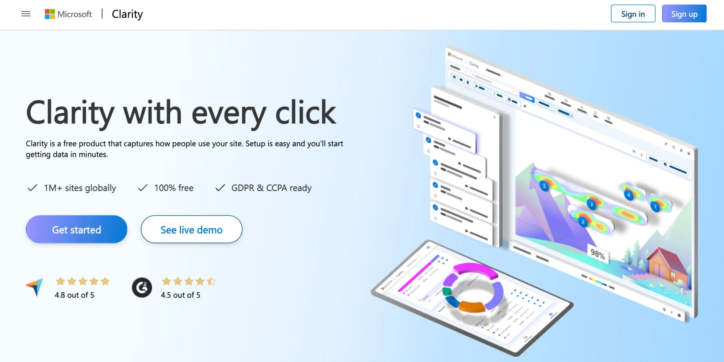 Microsoft Clarity homepage